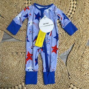Little Sleepies Starry Night Kids Footie - Blue & Red